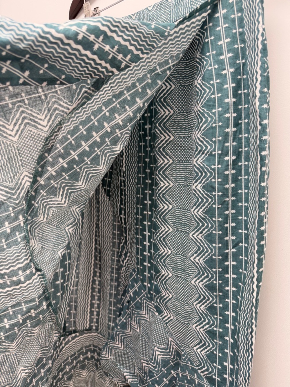 Julia Amory Ruffled Green Geometric Midi Skirt Size X-Small - Picture 3 of 9